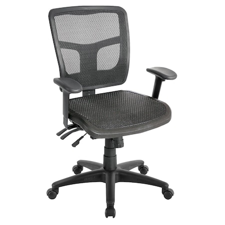 Officesource CoolMesh Collection Multi Function, Mid Back Chair with Seat Slider and Black Frame OSTW8904MBK
